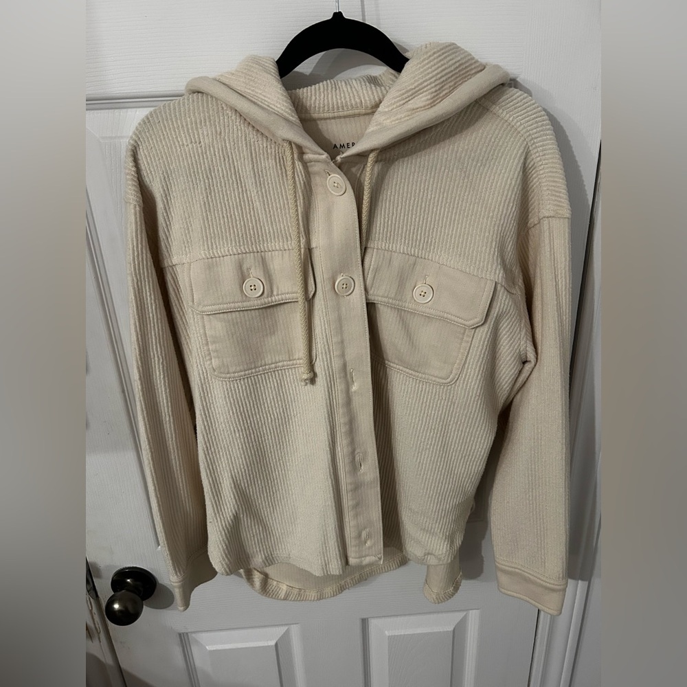 American Eagle Outfitters Cream ribbed Jacket